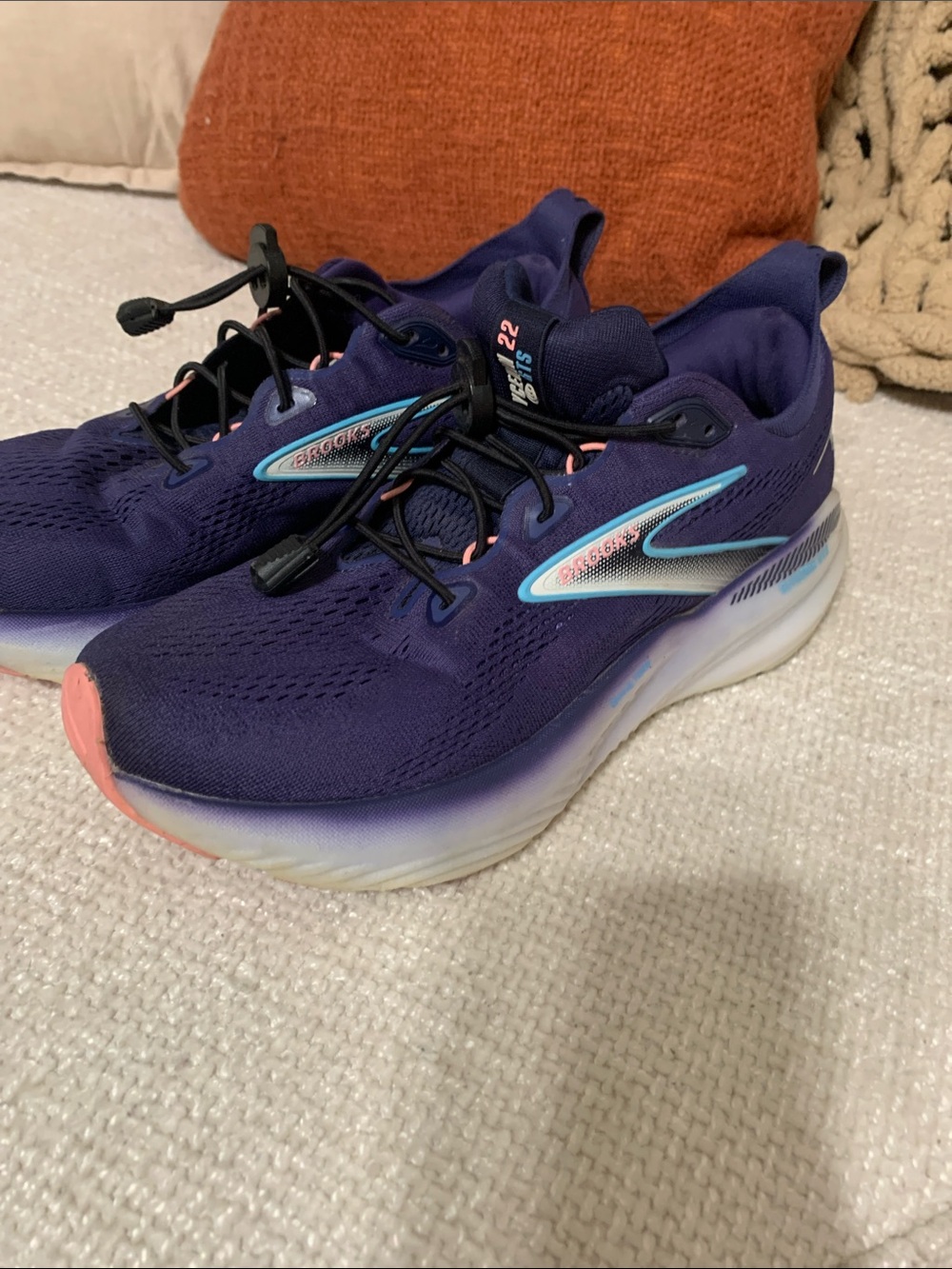 Brooks Purple Running Shoes with Teal and Pink Accents